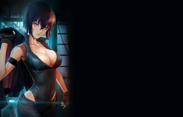 Dark, girl, sexy, black, ghost in the shell, boobs, anime, pretty