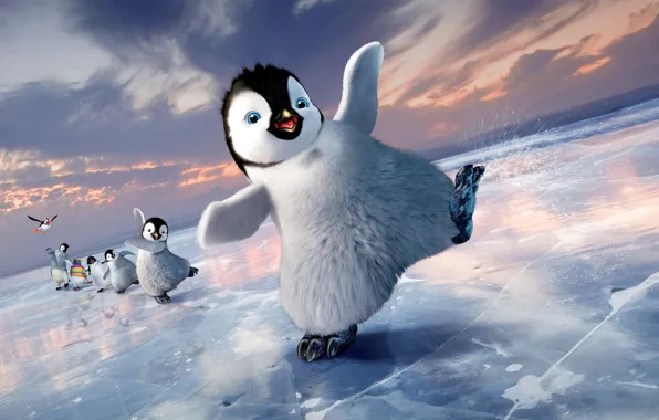 Ice, cartoon, penguins, Happy feet