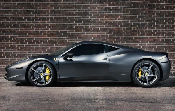 Picture profile, wheels, ferrari, Ferrari, silver, drives, Italy, 458 italia