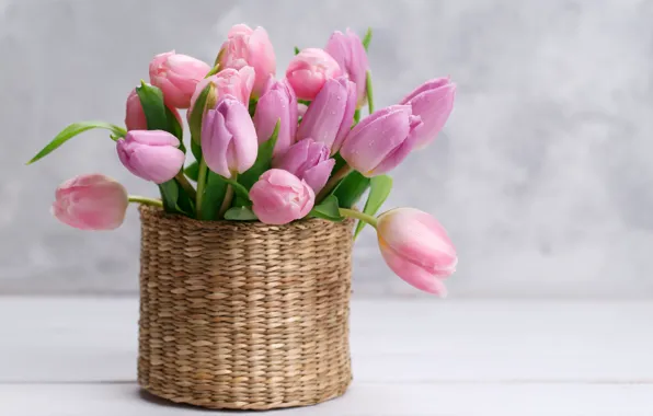 Picture flowers, bouquet, tulips, pink