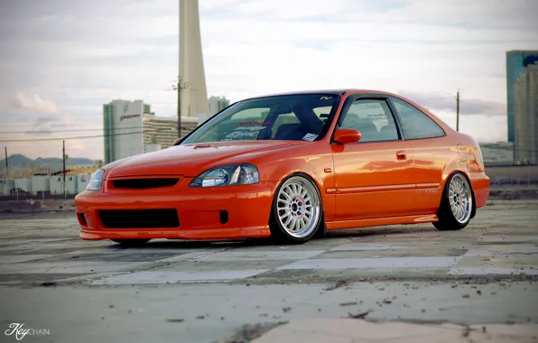 Photographer, honda, tuning, civic, orange, key chain