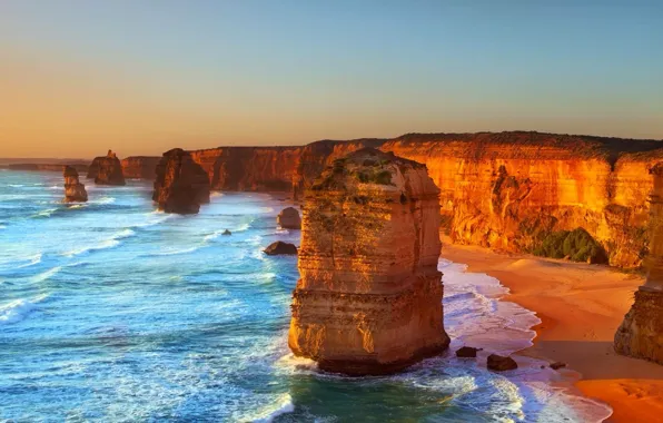 Picture waves, rock, beach, sky, sea, ocean, landscape, coast