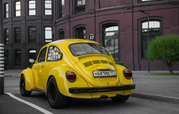 Yellow, tuning, beetle, volkswagen, yellow, Volkswagen, beetle, vag