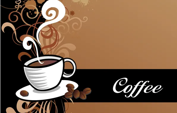 Picture coffee, vector, Cup, saucer, aroma, coffee