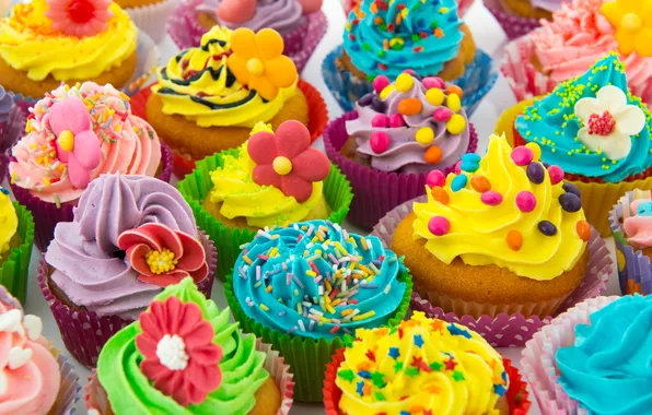 Colorful, dessert, cakes, sweet, cupcakes, dessert, cupcakes