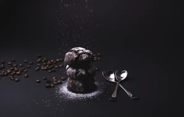 Background, cookies, cocoa, powdered sugar, cocoa, cookies