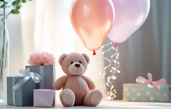 Balls, flowers, orange, lights, balloons, holiday, gift, balls
