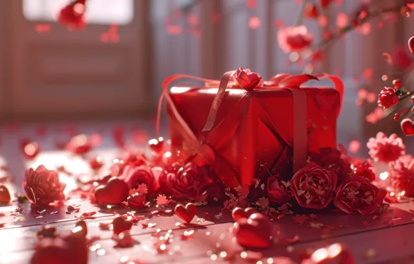 Light, love, flowers, holiday, gift, heart, Board, roses
