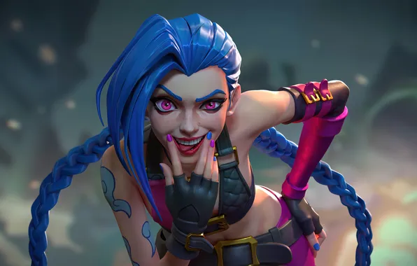 Game, character, gesture, blue hair, character, bokeh, League of Legends, LOL