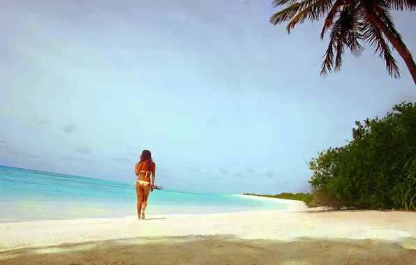 Colorful, beach, sky, legs, rear, maldives, horizon, turquoise