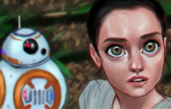 Picture eyes, look, girl, robot, Star Wars, art, Episode VII, Star wars: the force awakens