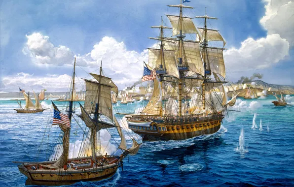 Picture ships, battle, art, artist, Navy, sea, painting, shots
