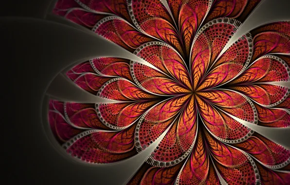 Flower, red, pattern, petals, art