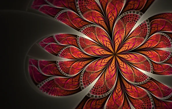 Flowers, red, pattern, petals, art