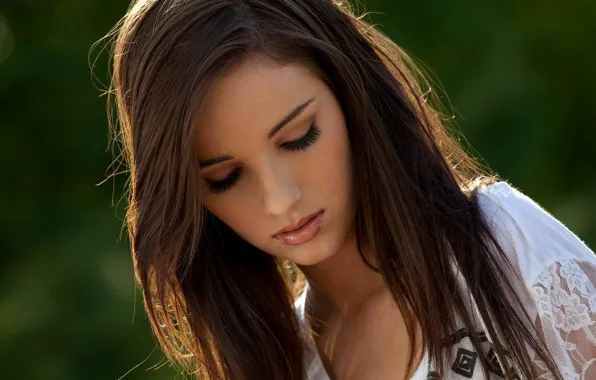 Girl, bokeh, Madison Morgan, brown hair