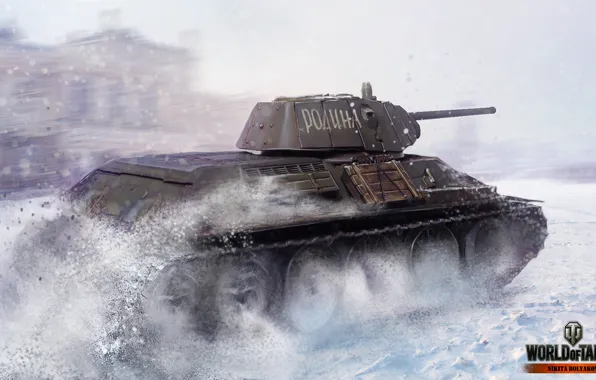 Snow, T-34, screens, World of Tanks, Wargaming.net, Homeland