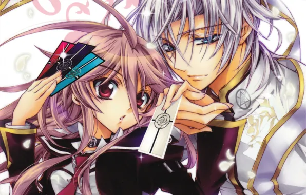 Picture petals, two, white hair, card, anise yumamoto, mitsuru tenjoh, Kiss of Rose Princess, by aya …