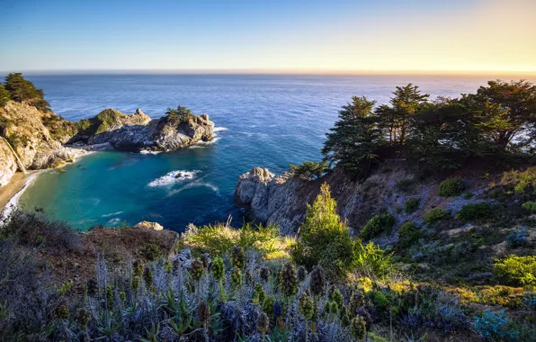 Nature, the ocean, rocks, Bay, California