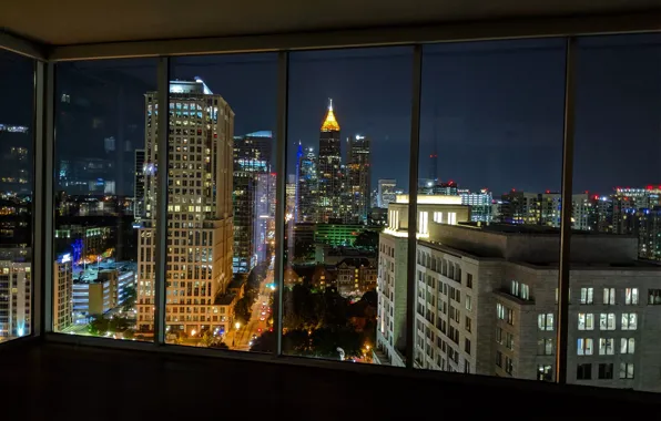 Road, the sky, glass, light, night, the city, lights, room