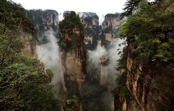 Sunset, mountains, rocks