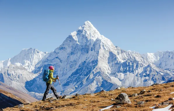 The sky, snow, mountains, nature, people, top, sky, nature