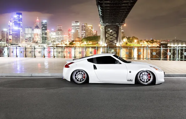 Night, the city, river, tuning, Nissan, stance, nissan 370z