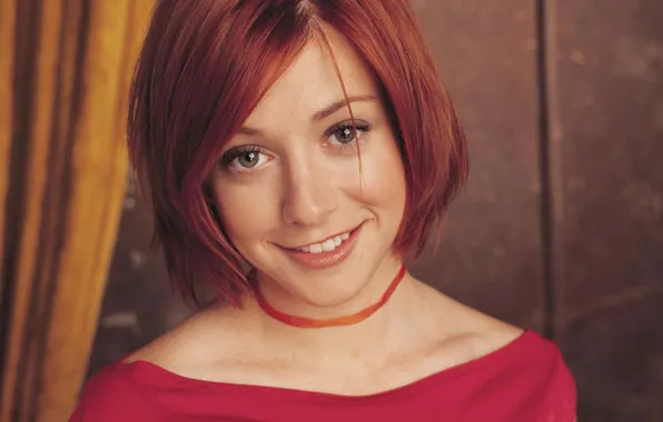 Picture smile, actress, red, Alyson Hannigan, red hair, Alyson Hannigan