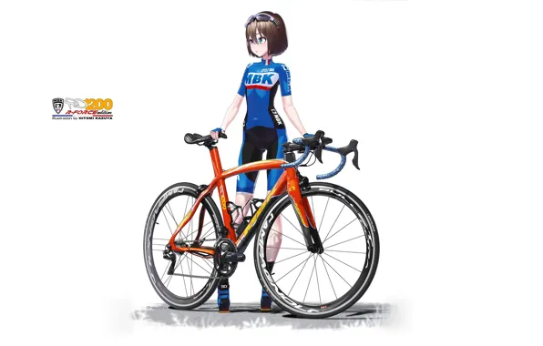Girl, White background, Bike