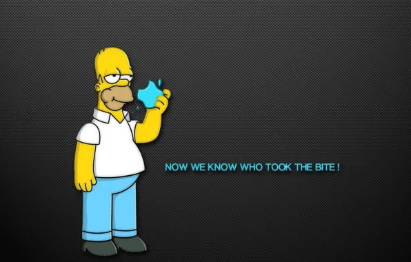 Picture background, the inscription, Apple, The simpsons, bite, Apple, Homer
