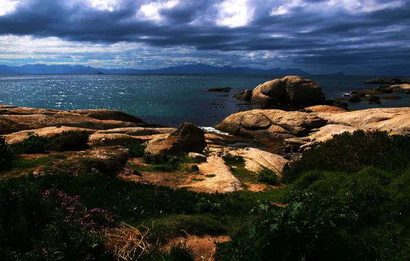 Picture the sky, stones, coast, horizon, South Africa, South Africa, Cape Town, Cape town