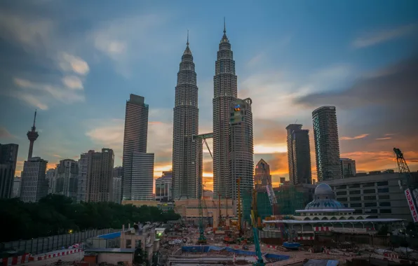 The city, construction, building, Malaysia, Kuala Lumpur, cranes