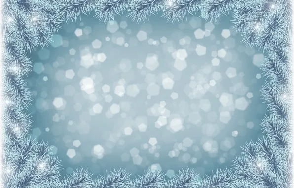 Snow, needles, frame, tree