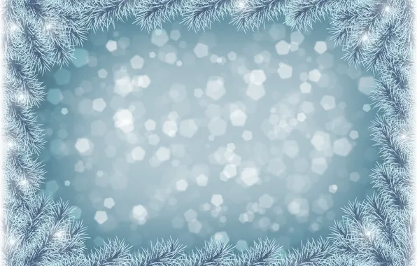 Snow, needles, tree, frame