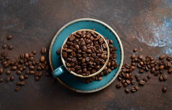 Background, Cup, coffee beans