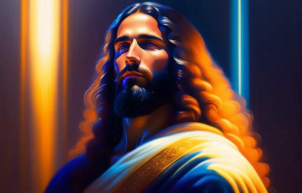 Jesus, Hair, Male, Religion, Jesus Christ, Digital art, AI art, The Art of Artificial Intelligence