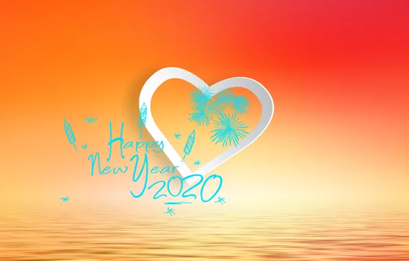 Picture the inscription, New Year, heart, 2020