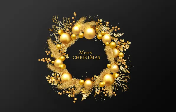 Picture decoration, gold, Christmas, New year, golden, christmas, new year, happy