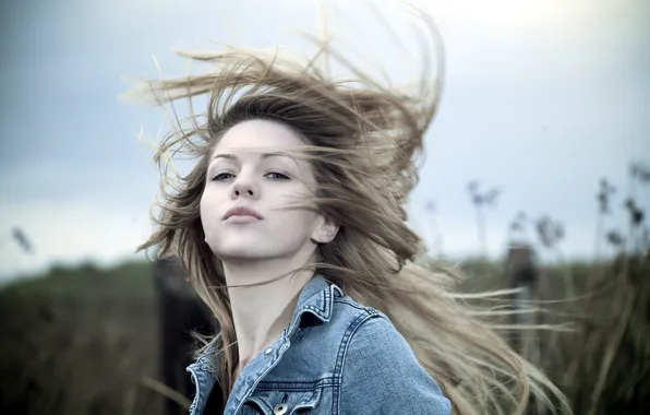 Picture girl, the wind, hair