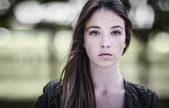 Portrait, freckles, brown-eyed
