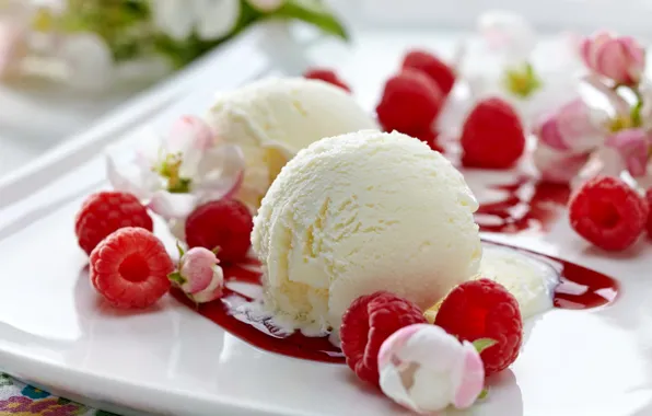 Picture berries, raspberry, ice cream, dessert, sweet, sweet, yammy, dessert