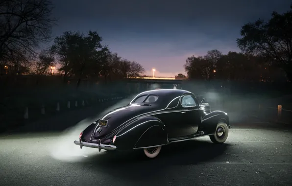 Lincoln, Black, Retro, Car, Coupe, Vintage, Back, 1939