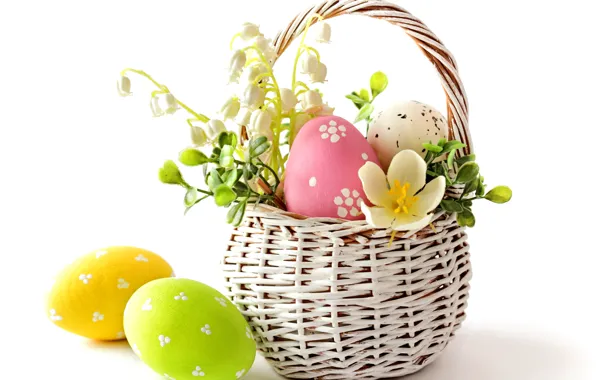Flower, eggs, spring, Easter, basket