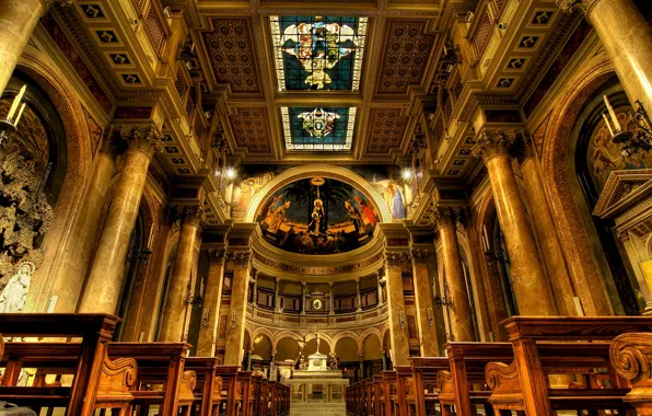 Rome, Italy, Church, the altar, bench