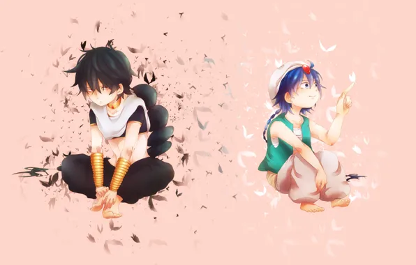 Anime, art, birds, guys, aladdin, Magi The Labyrinth of Magic, judal