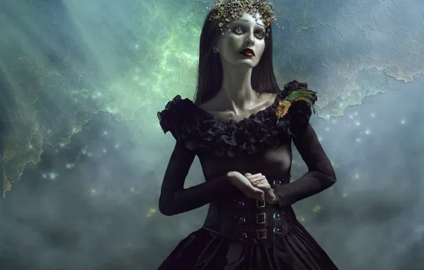 Girl, nebula, photoshop, photoart