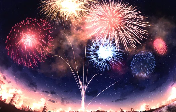 Picture the sky, the city, fireworks