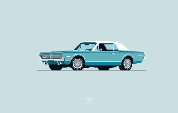 Auto, Minimalism, Retro, Machine, Art, Cougar, 1968, Mercury