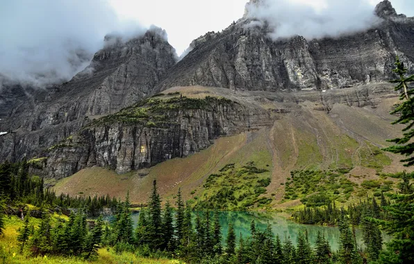 Road, the sky, clouds, snow, mountains, panorama
