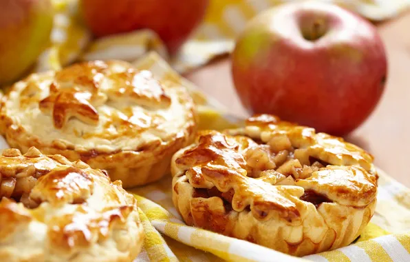 Apples, cakes, Apple pie, mini pie