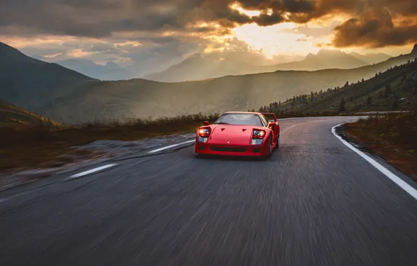 Picture F40, Speed, Sunset, Road